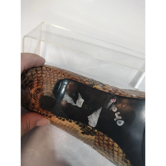 Guess by Marciano brown faux snake skin open toe stiletto heels woman 9.5 - Picture 9 of 13
